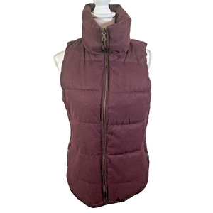 Old Navy Full Zip Textured Puffer Fleece Lined Vest Pockets Maroon Sz M
